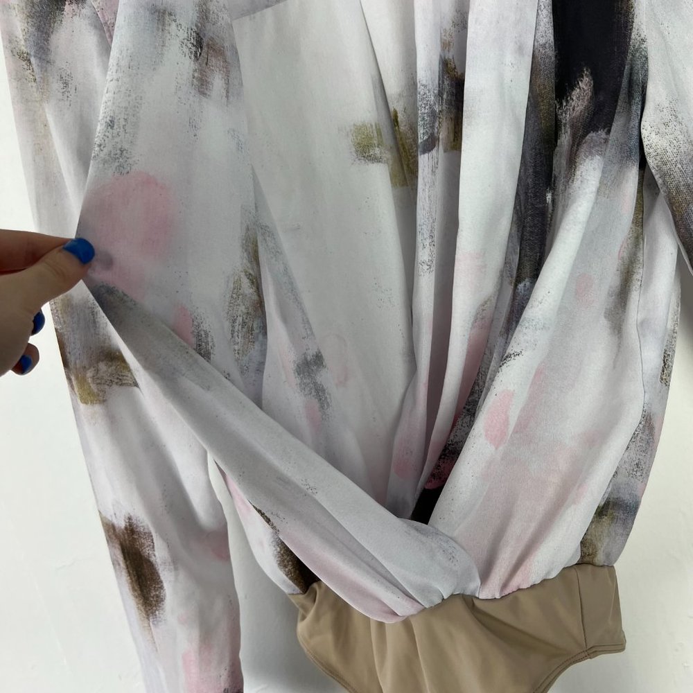 Aritzia Babaton Ambrose Bodysuit Frost Pink Dream Wrap-front Size Small S I1396 - Picture 7 of 14